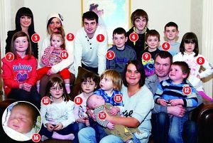 英國(guó)37歲女子育16個(gè)子女組該國(guó)最大家庭(圖)